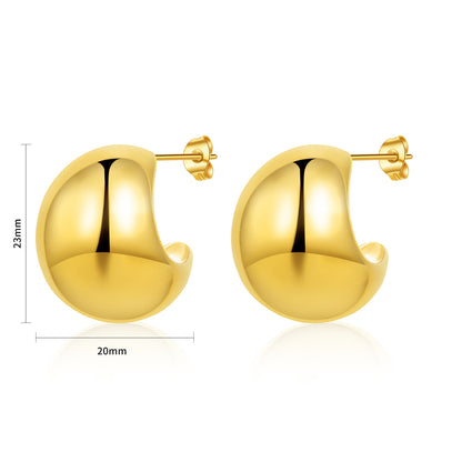 1 Piece Simple Style Solid Color Plating Stainless Steel Gold Plated Ear Studs