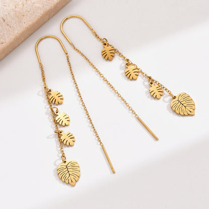 1 Pair Lady Commute Leaves Plating Alloy 14k Gold Plated Ear Line