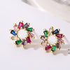 1 Pair Simple Style Commute Round Heart Shape Plating Inlay Copper Zircon 18k Gold Plated Ear Studs