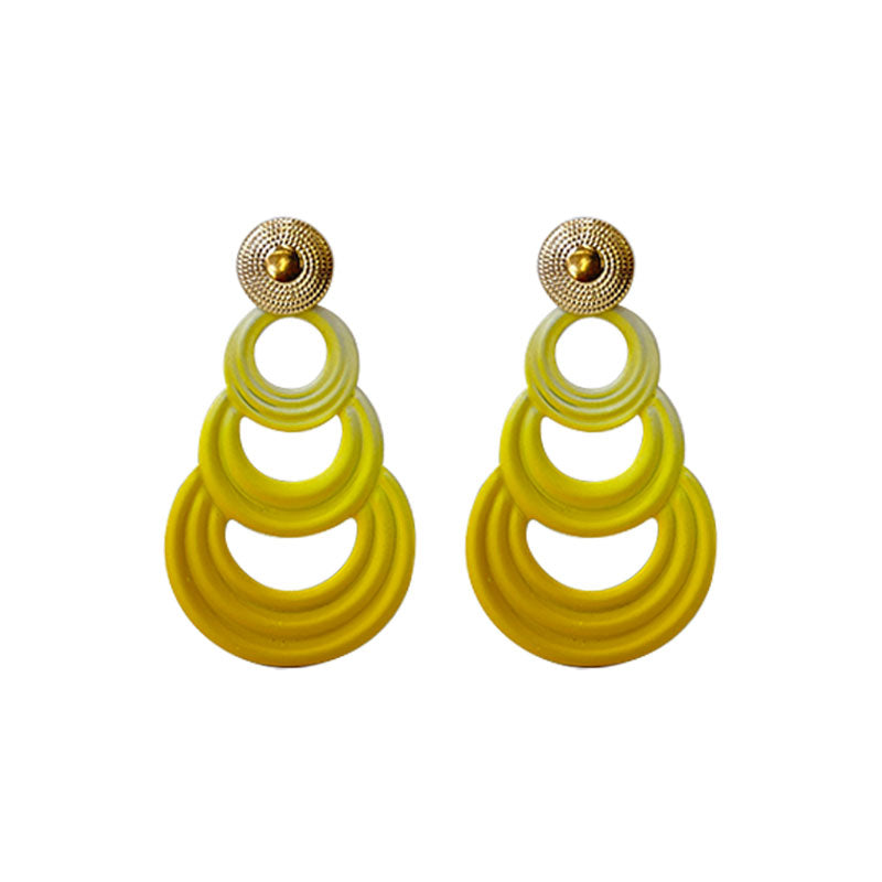 1 Pair Ig Style Exaggerated Circle Gradient Color Alloy Drop Earrings