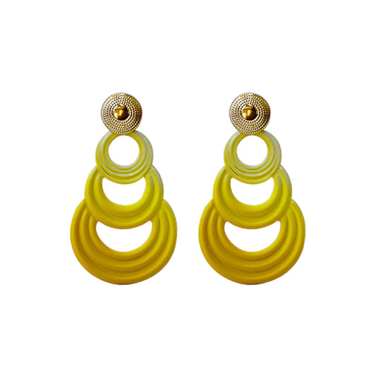 1 Pair Ig Style Exaggerated Circle Gradient Color Alloy Drop Earrings