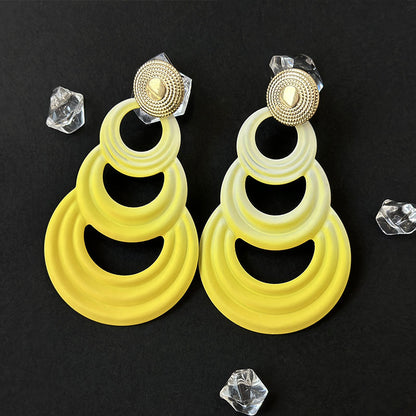 1 Pair Ig Style Exaggerated Circle Gradient Color Alloy Drop Earrings