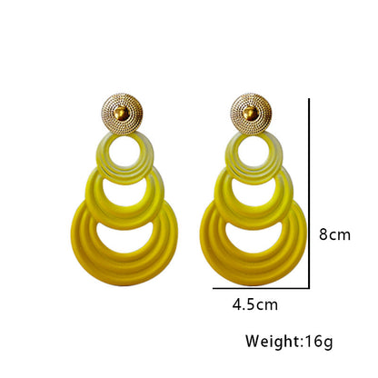 1 Pair Ig Style Exaggerated Circle Gradient Color Alloy Drop Earrings