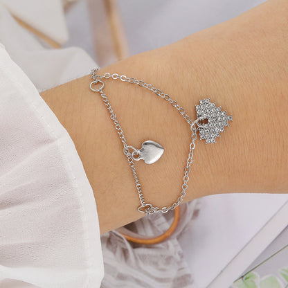 Simple Style Shiny Heart Shape Flower Butterfly Alloy Plating Inlay Artificial Gemstones Artificial Crystal Artificial Diamond Gold Plated Silver Plated Women'S Bracelets