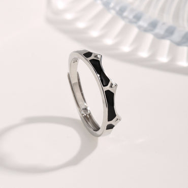 Simple Style Solid Color Alloy Inlay Zircon Couple Rings