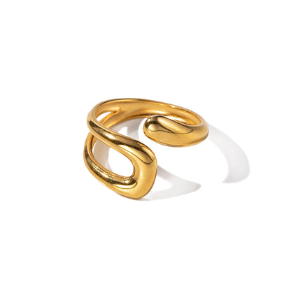 Ig Style Simple Style Irregular Solid Color Stainless Steel Plating 18k Gold Plated Open Rings