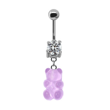 Casual Bear Stainless Steel Copper Beaded Plating Inlay Zircon White Gold Plated Belly Ring