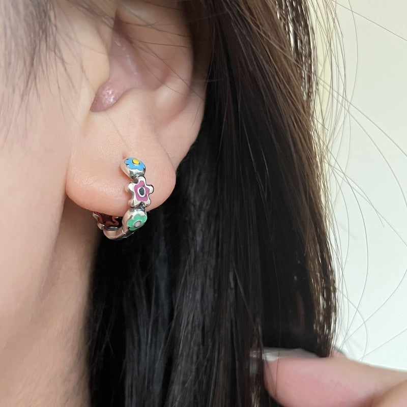 1 Piece Ig Style Star Flower Enamel Copper Earrings