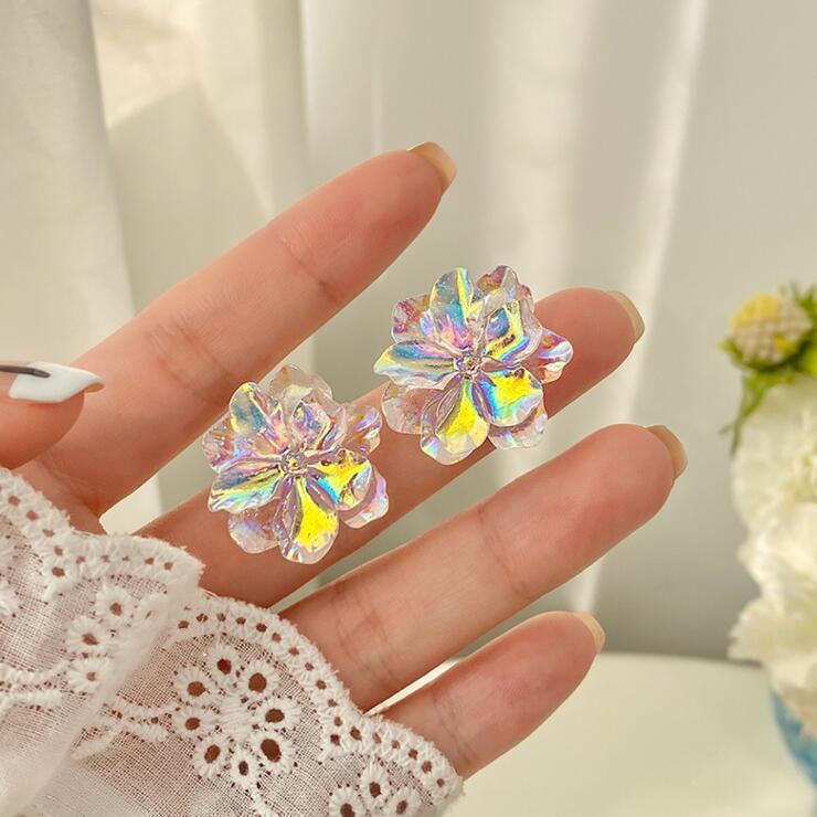 1 Pair Sweet Heart Shape Rose Flower Inlay Imitation Pearl Alloy Rhinestones Earrings