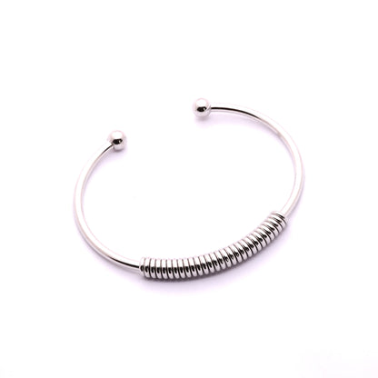 Simple Style C Shape Solid Color Stainless Steel Plating Cuff Bracelets