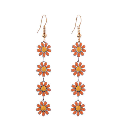 1 Pair Lady Sweet Flower Enamel Alloy Drop Earrings