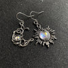 1 Pair Retro Sun Moon Inlay Alloy Moonstone Drop Earrings