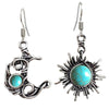 1 Pair Retro Sun Moon Inlay Alloy Moonstone Drop Earrings