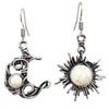 1 Pair Retro Sun Moon Inlay Alloy Moonstone Drop Earrings