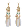 1 Pair Bohemian Leaf Water Droplets Flower Plating Alloy Feather Drop Earrings