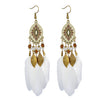 1 Pair Bohemian Leaf Water Droplets Flower Plating Alloy Feather Drop Earrings