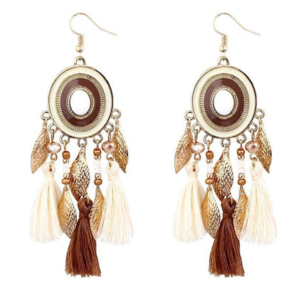 1 Pair Bohemian Leaf Water Droplets Flower Plating Alloy Feather Drop Earrings