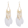 1 Pair Bohemian Leaf Water Droplets Flower Plating Alloy Feather Drop Earrings