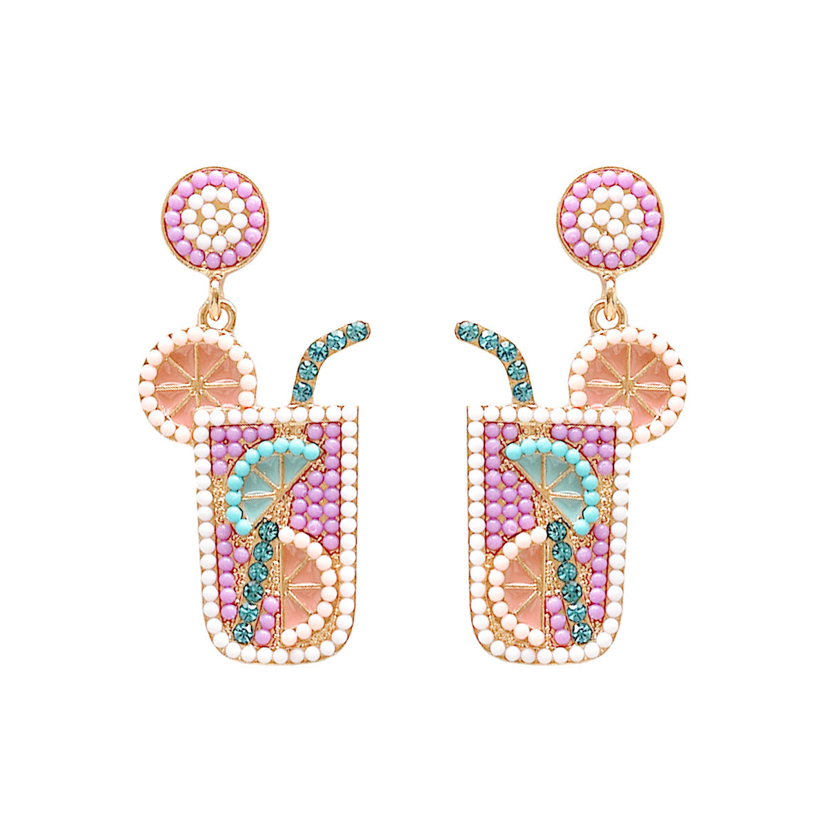 1 Pair Casual Hawaiian Vacation Drink Alloy Seed Bead Drop Earrings