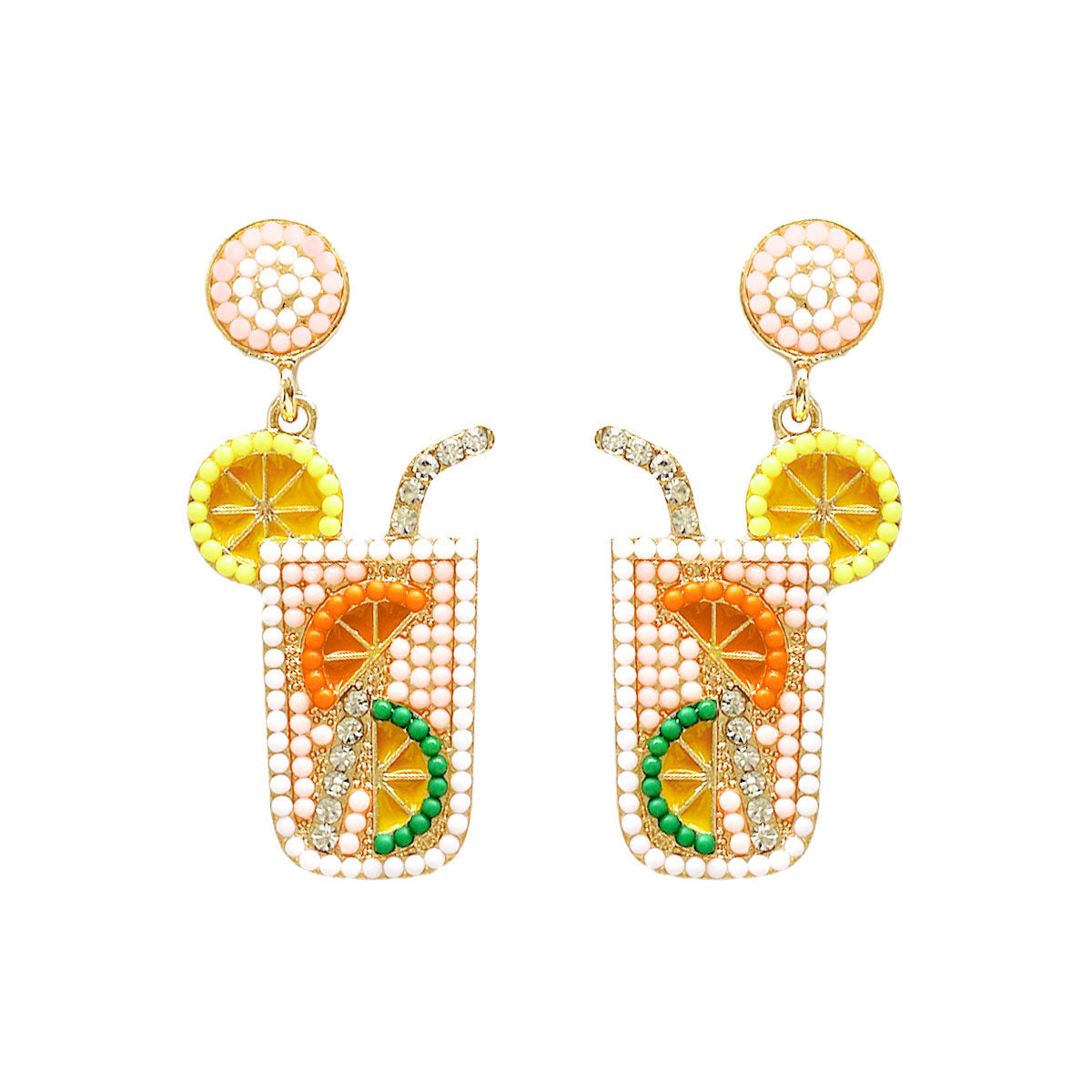 1 Pair Casual Hawaiian Vacation Drink Alloy Seed Bead Drop Earrings