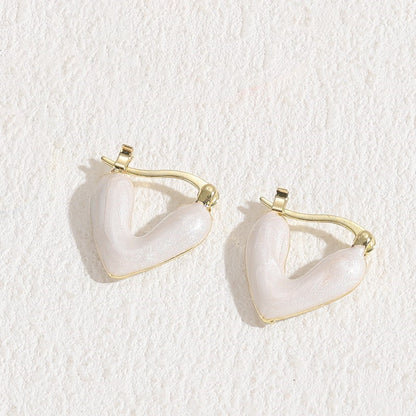 1 Piece Elegant Luxurious Classic Style Heart Shape Asymmetrical Plating Copper 14k Gold Plated Hoop Earrings