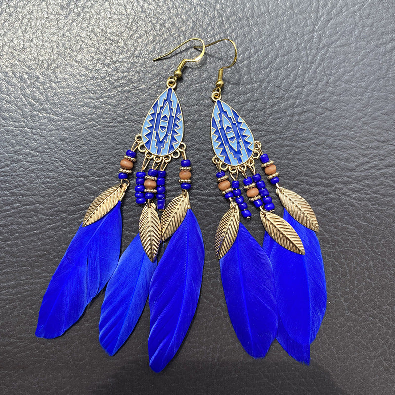 1 Pair Bohemian Flower Tassel Plating Metal Drop Earrings