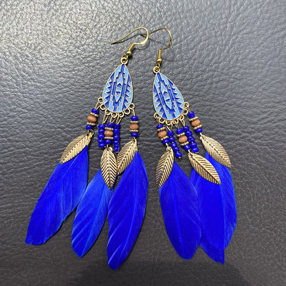 1 Pair Bohemian Flower Tassel Plating Metal Drop Earrings