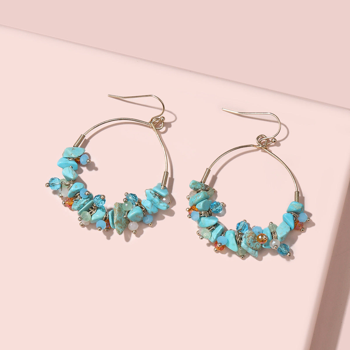 1 Pair Exaggerated Geometric Gravel Earrings