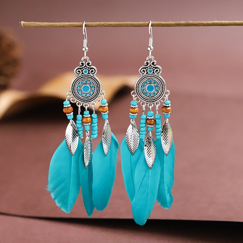 1 Pair Bohemian Flower Tassel Plating Metal Drop Earrings