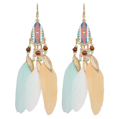 1 Pair Bohemian Flower Tassel Plating Metal Drop Earrings