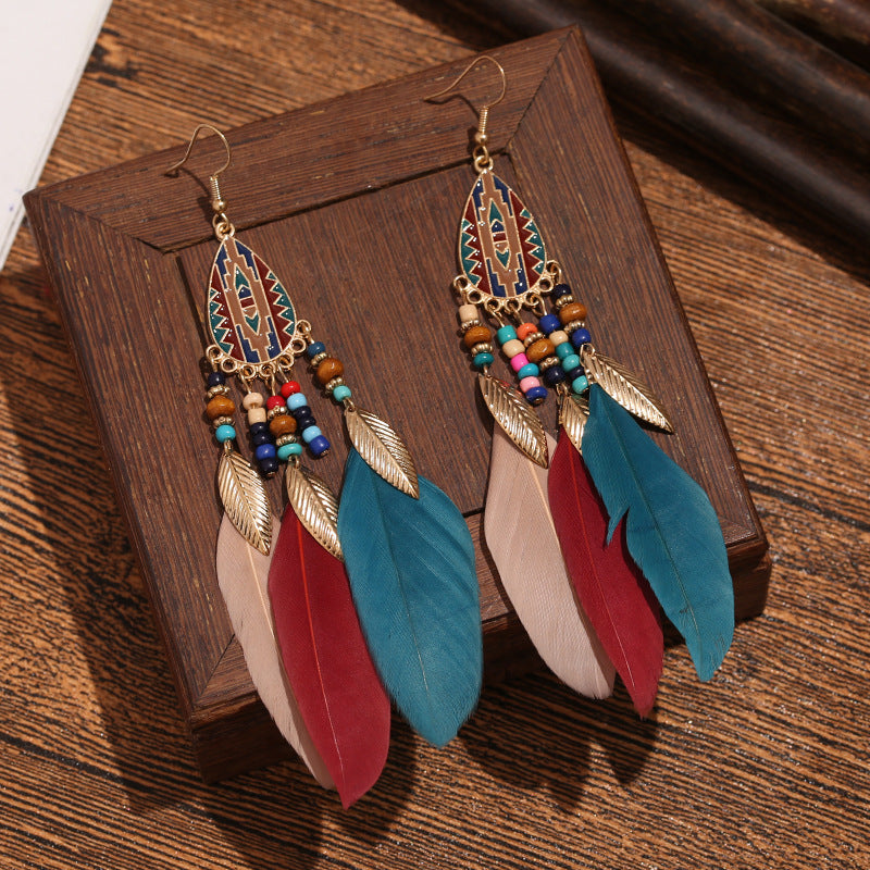 1 Pair Bohemian Flower Tassel Plating Metal Drop Earrings