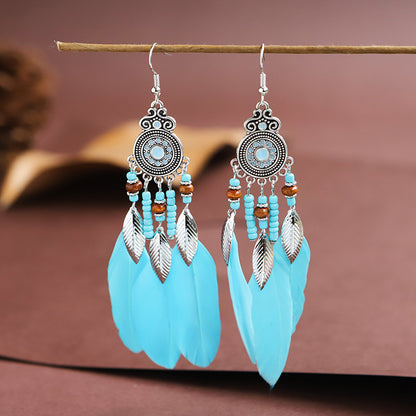 1 Pair Bohemian Flower Tassel Plating Metal Drop Earrings