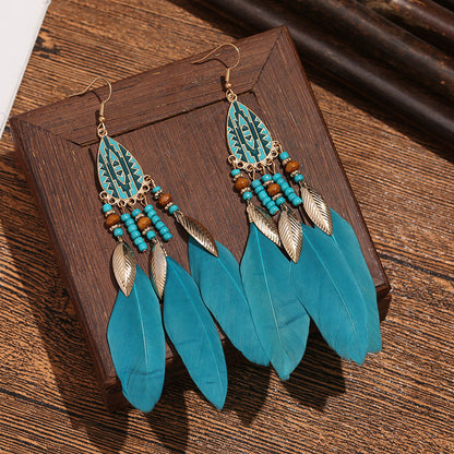 1 Pair Bohemian Flower Tassel Plating Metal Drop Earrings