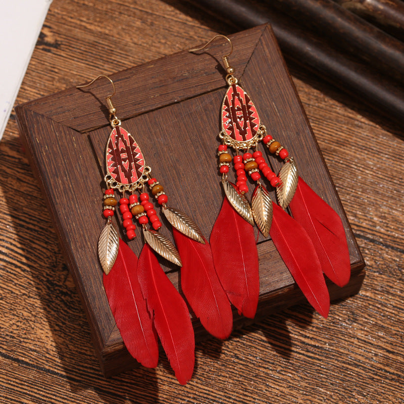 1 Pair Bohemian Flower Tassel Plating Metal Drop Earrings