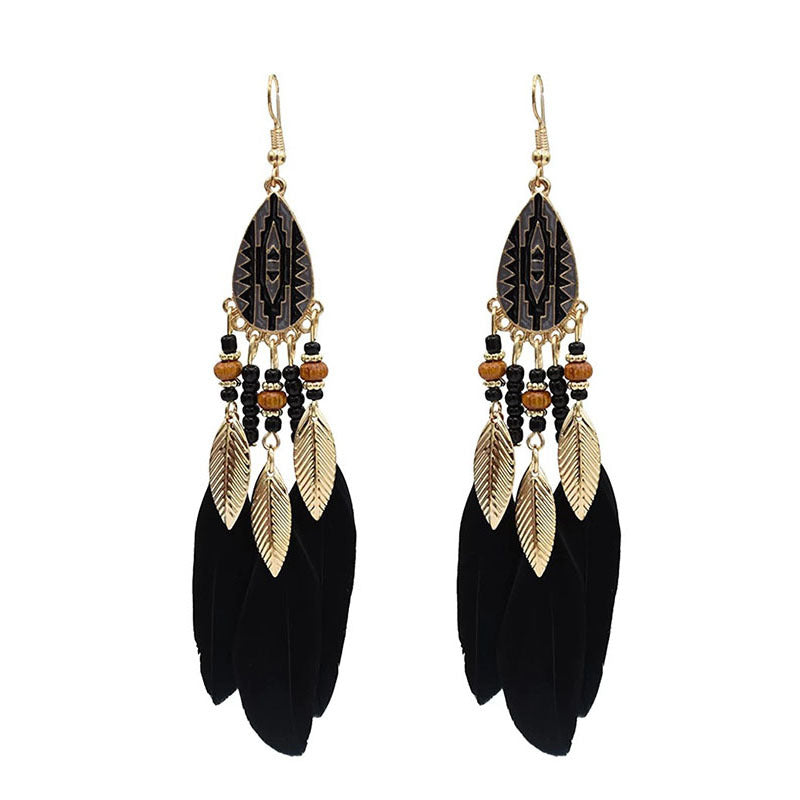 1 Pair Bohemian Flower Tassel Plating Metal Drop Earrings