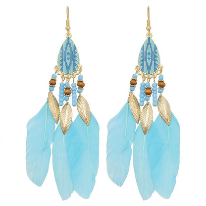 1 Pair Bohemian Flower Tassel Plating Metal Drop Earrings