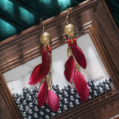 1 Pair Bohemian Flower Tassel Plating Metal Drop Earrings