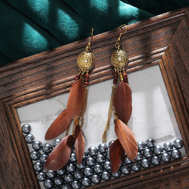 1 Pair Bohemian Flower Tassel Plating Metal Drop Earrings