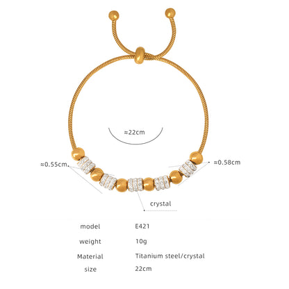 Tropical Heart Shape Titanium Steel Plating Zircon 18k Gold Plated Bracelets