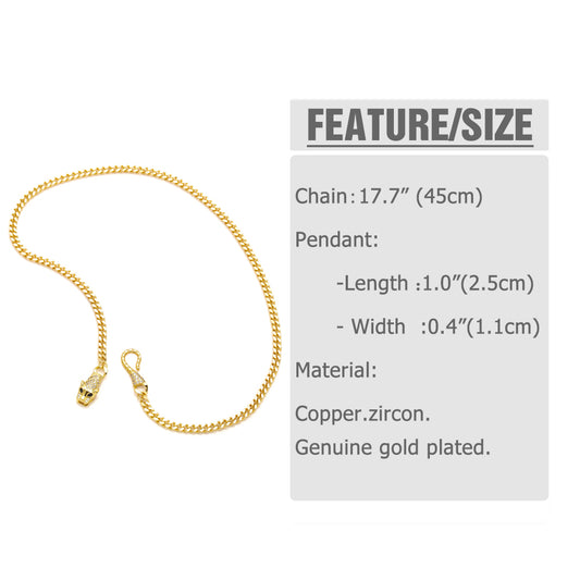 Hip-hop Animal Copper Plating Inlay Zircon 18k Gold Plated Necklace