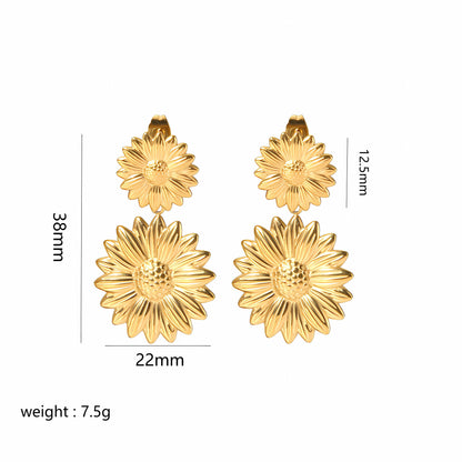 1 Pair Modern Style Flower Butterfly Ginkgo Leaf Polishing Plating Stainless Steel 18k Gold Plated Ear Studs