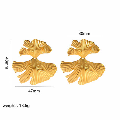 1 Pair Modern Style Flower Butterfly Ginkgo Leaf Polishing Plating Stainless Steel 18k Gold Plated Ear Studs