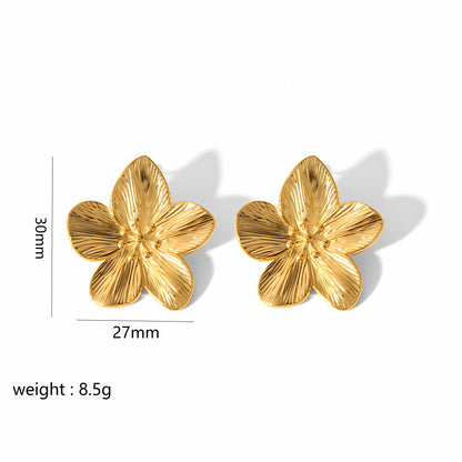 1 Pair Modern Style Flower Butterfly Ginkgo Leaf Polishing Plating Stainless Steel 18k Gold Plated Ear Studs