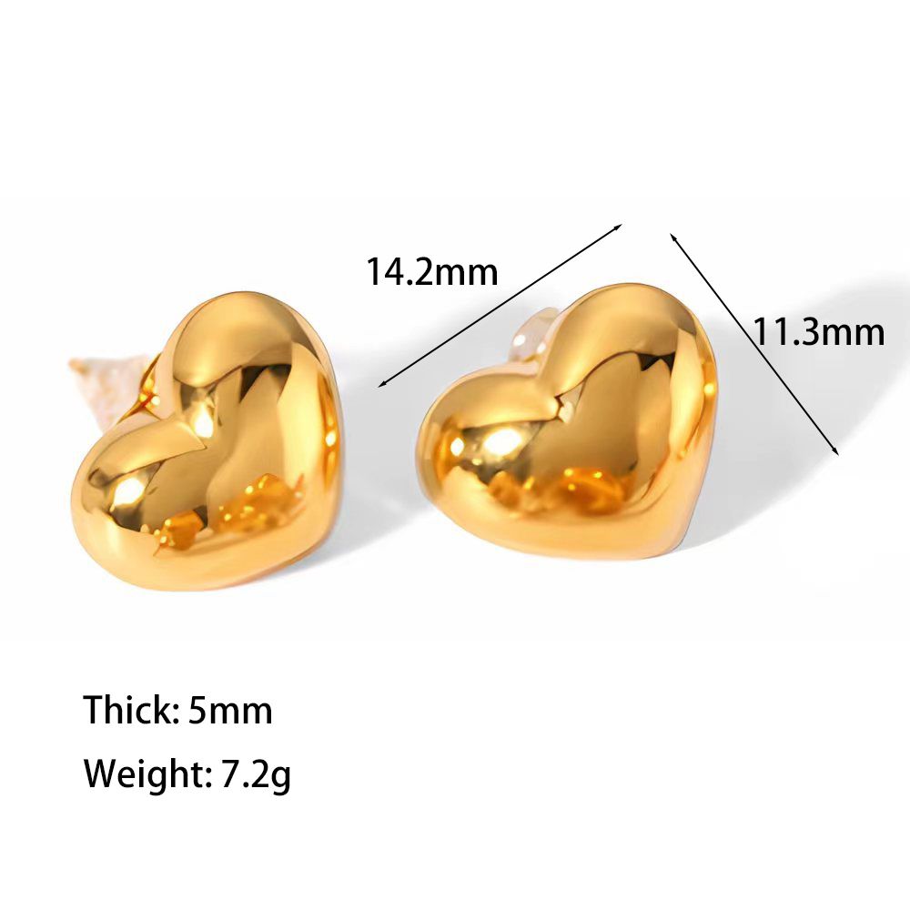 1 Pair Classic Style Heart Shape Polishing Plating Stainless Steel 18k Gold Plated Drop Earrings Ear Studs