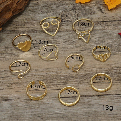 Simple Style Heart Shape Alloy Irregular Women's Open Rings