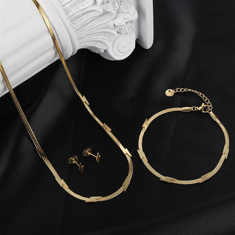 Wholesale Classic Style Pentagram Butterfly Stainless Steel Bracelets Earrings Necklace