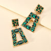 1 Pair Retro Lady Simple Style Trapezoid Plating Alloy Artificial Gemstones Drop Earrings