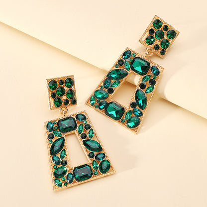 1 Pair Retro Lady Simple Style Trapezoid Plating Alloy Artificial Gemstones Drop Earrings