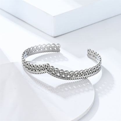 Casual Simple Style Crown Stainless Steel Polishing Hollow Out Bangle