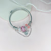 Ig Style Sweet Heart Shape Stainless Steel Alloy Resin Beaded Plating Inlay Rhinestones Bangle